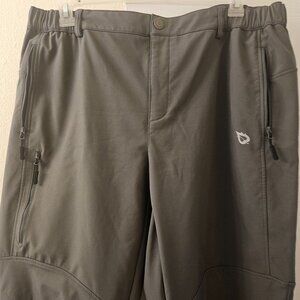 Baleaf Olive Green Hiking Camping pants pockets water resistant fleece lined XXL